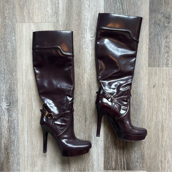 Vintage Y2K Gucci platform leather knee high boots - Picture 5 of 16